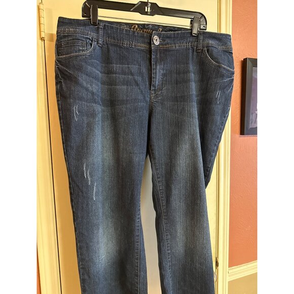 Avenue J Womens Distressed Straight Leg Blue Denim Jeans Size 22W - Picture 2 of 10